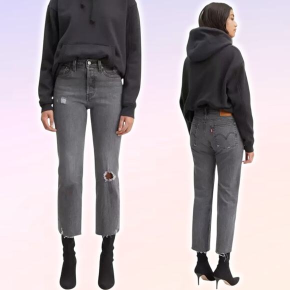 LEVI'S Premium Wedgie StraIght Fit Jean Women's Jean Size 24 Cabo Smoke Grey - Picture 1 of 9